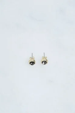 KarenMillen Boucles d'oreilles clous solitaires en cristal européen serties à la main, plaqué or 14kt< Boucles D'Oreilles