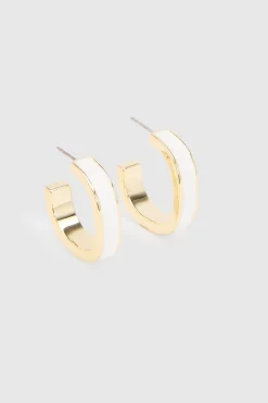 Boucles D'oreilles Créoles Blanches Émaillées