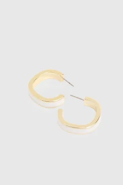 Boucles D'oreilles Créoles Blanches Émaillées