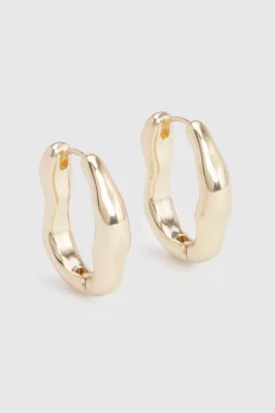 Boucles d'Oreilles Créoles Dorées Abstraites