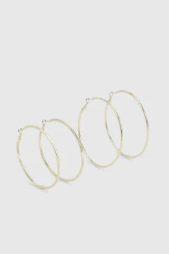 Boucles d'oreilles créoles larges Lot de 2