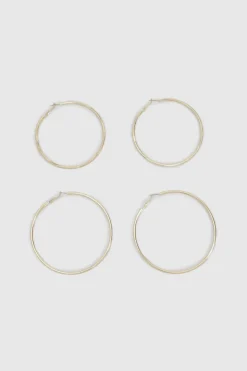 Boucles d'oreilles créoles larges Lot de 2