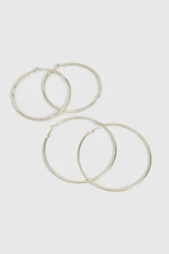 Boucles d'oreilles créoles larges Lot de 2
