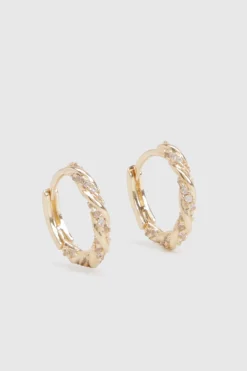 boohoo Boucles d’oreilles créoles miniatures ornées d’or< Boucles D'Oreilles
