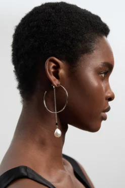 Boucles d'Oreilles Créoles Modernes à Perles