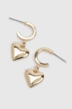 Boucles d'oreilles créoles pendantes cœur en or