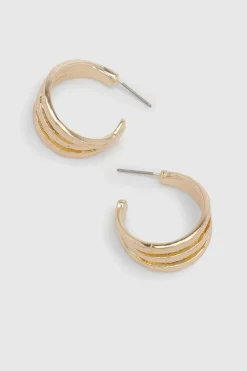 Boucles D'oreilles Créoles Triples Martelées