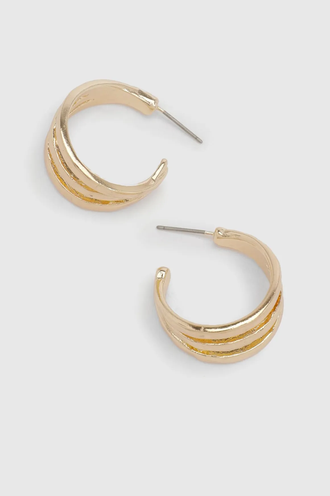 Boucles D'oreilles Créoles Triples Martelées