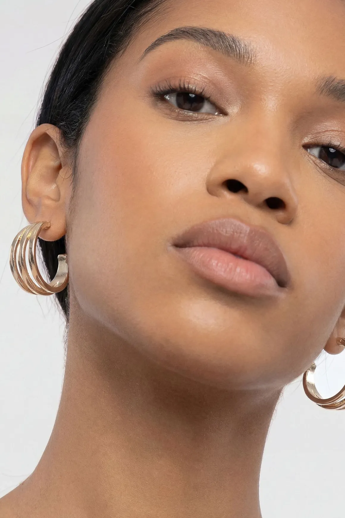Boucles D'oreilles Créoles Triples Martelées