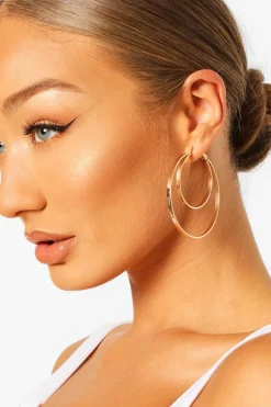 Boucles d'oreilles double créoles