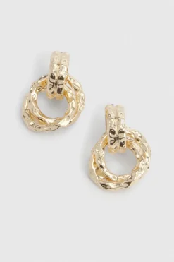 boohoo Boucles D'oreilles Heurtoir De Porte En Or Martelé< Boucles D'Oreilles