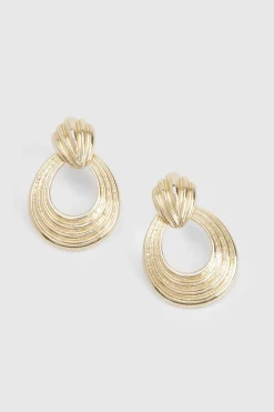 Boucles d’oreilles heurtoir en or à nervures