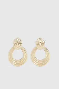 Boucles d’oreilles heurtoir en or à nervures