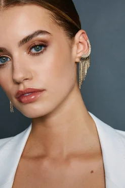Boucles d'Oreilles Manchettes Goutte Dorée