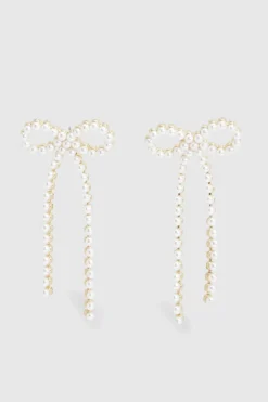 KarenMillen Boucles d'Oreilles Nœud Perle< Boucles D'Oreilles