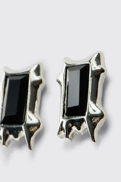 boohooMAN Boucles D'oreilles Ornées De Pierres<Homme Bijoux Et Montres