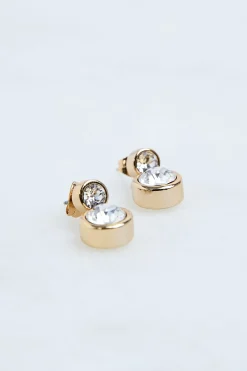 KarenMillen Boucles d'oreilles pendantes solitaires en cristal européen, plaquées or 14kt et faites à la main< Boucles D'Oreilles