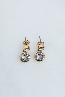 KarenMillen Boucles d'oreilles pendantes solitaires en cristal européen, plaquées or 14kt et faites à la main< Boucles D'Oreilles