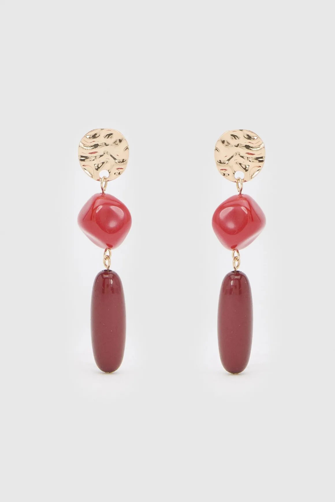 Boucles D'oreilles Pendantes Audacieuses À Pierre Rouge