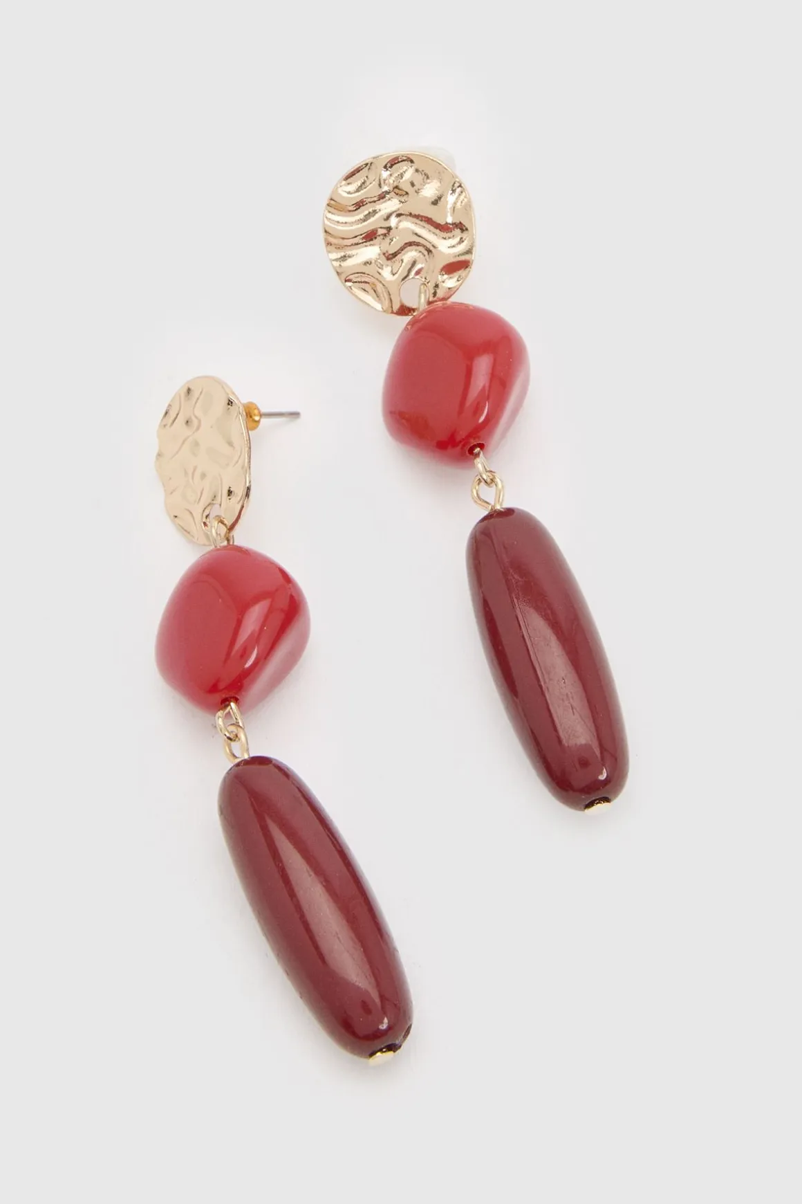 Boucles D'oreilles Pendantes Audacieuses À Pierre Rouge