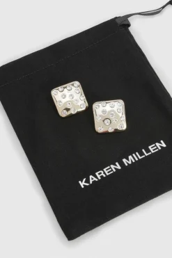 Boucles d'Oreilles synthétiqueces Carrées Ornées de Strass