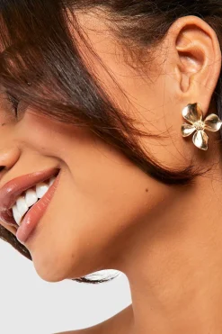 Boucles D'oreilles Synthétiqueces Fleur Polie