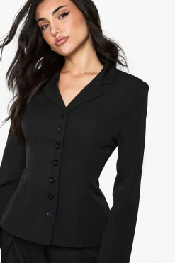 boohoo Bouton détail Blazer cintré ajusté<Femme Blazers|Manteaux Et Vestes