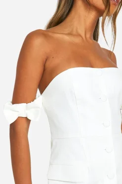 boohoo Bow Bardot Robe Mini Ajustée<Femme Tailleurs|Robes Patineuses