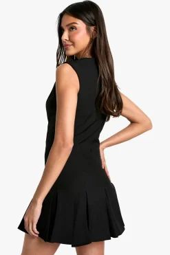 Box Pleat Tailored Mini Dress