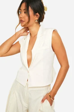 boohoo Boxy Cropped Longline Waistcoat<Femme Tailleurs|Vestes & Manteaux