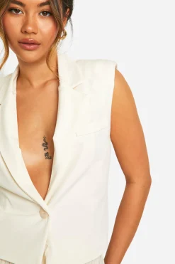 boohoo Boxy Cropped Longline Waistcoat<Femme Tailleurs|Vestes & Manteaux