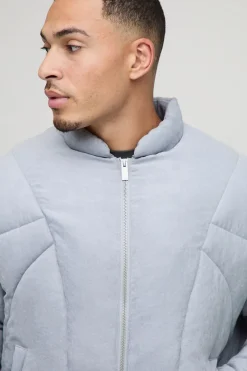 boohooMAN Boxy Fit Nylon délavé Duvet à col entonnoir Puffer Jacket<Homme Manteaux Et Vestes