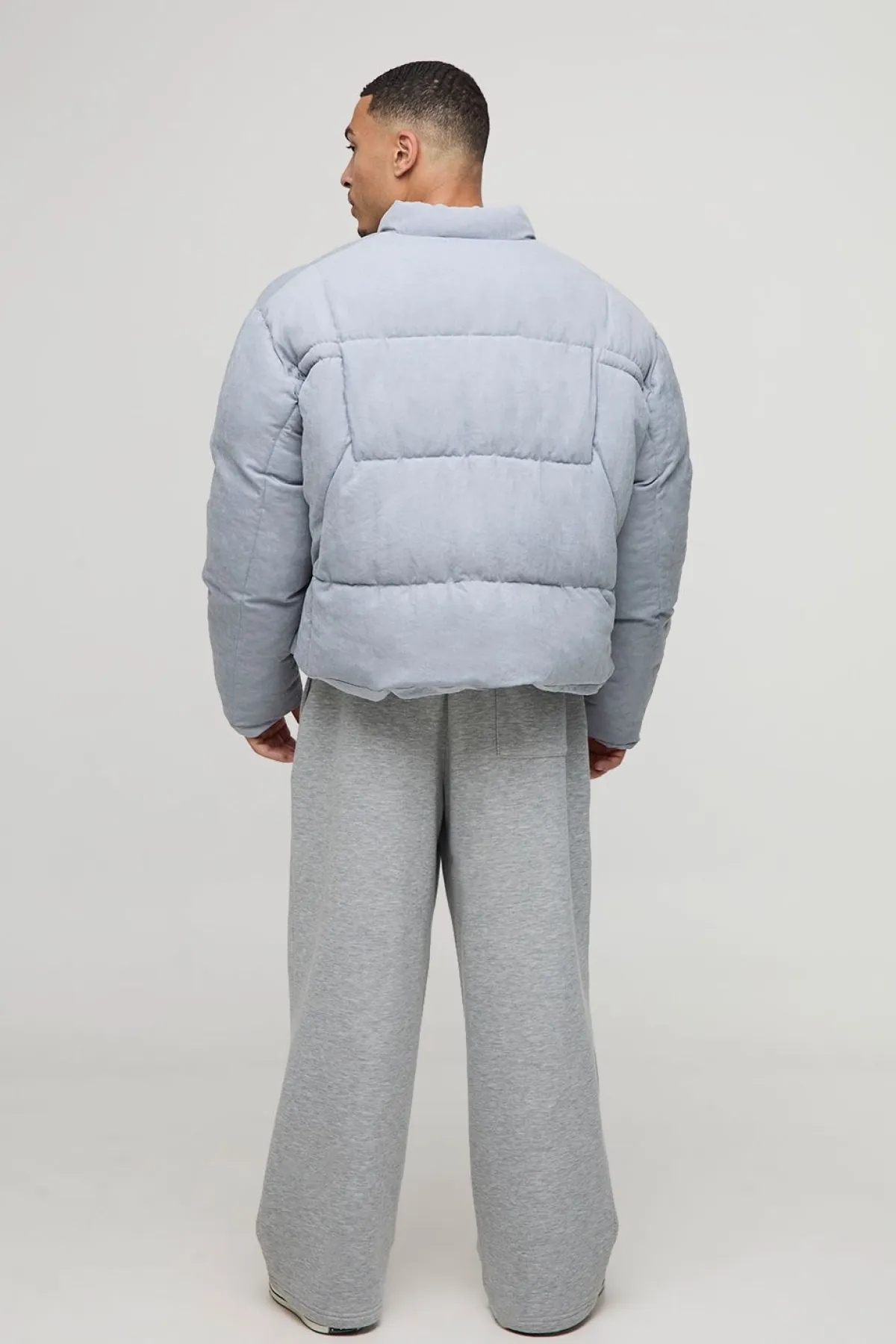 boohooMAN Boxy Fit Nylon délavé Duvet à col entonnoir Puffer Jacket<Homme Manteaux Et Vestes