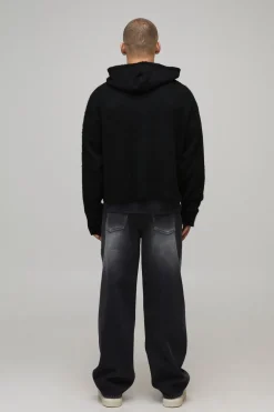 Boxy Fluffy BM Zip Thru Hoodie en maille tricotée