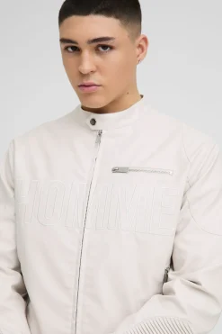 boohooMAN Boxy Homme Veste de motard en synthétique<Homme Manteaux Et Vestes