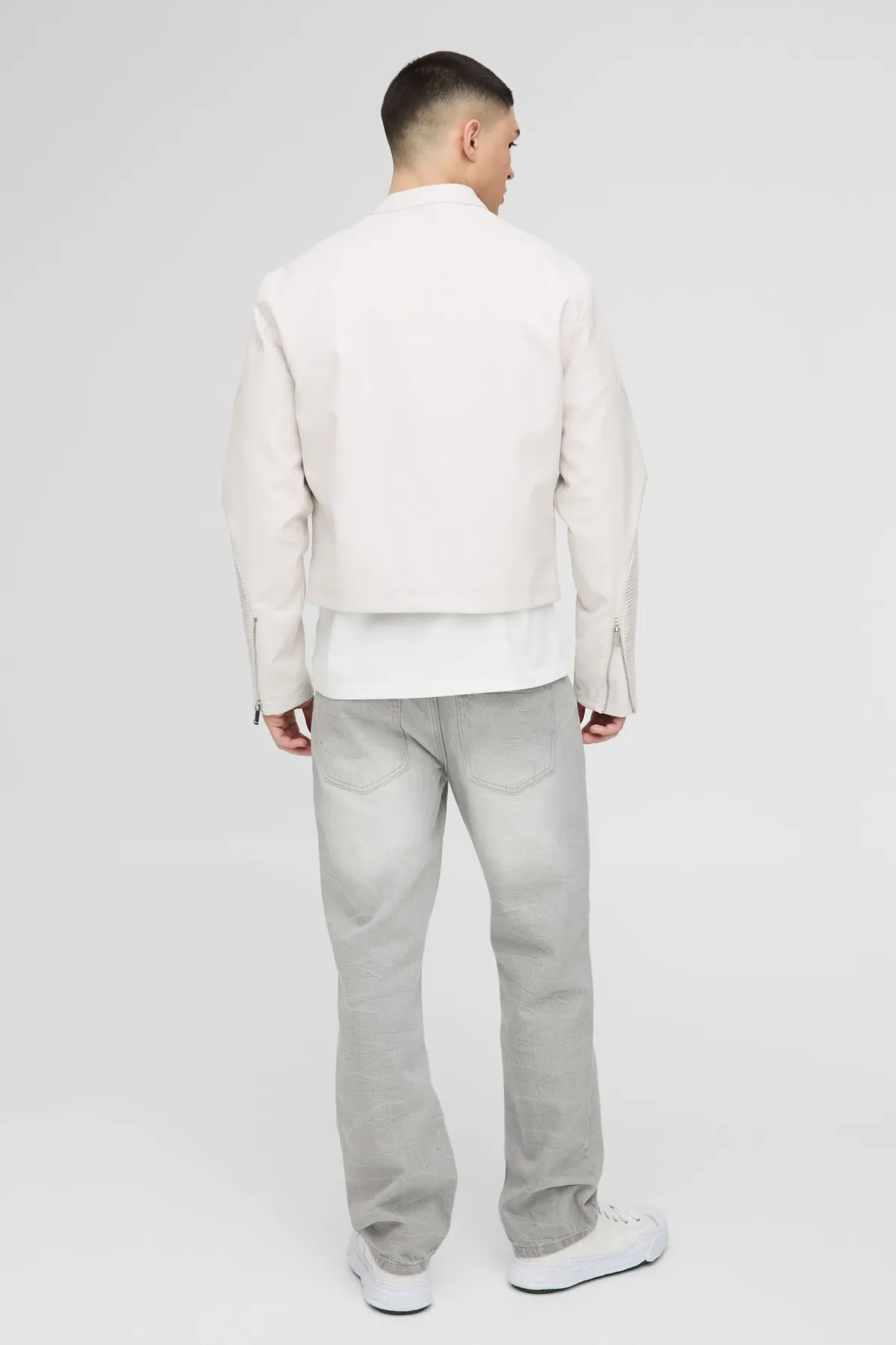 boohooMAN Boxy Homme Veste de motard en synthétique<Homme Manteaux Et Vestes