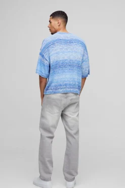 Boxy Knitted Ombre Stripe T-Shirt