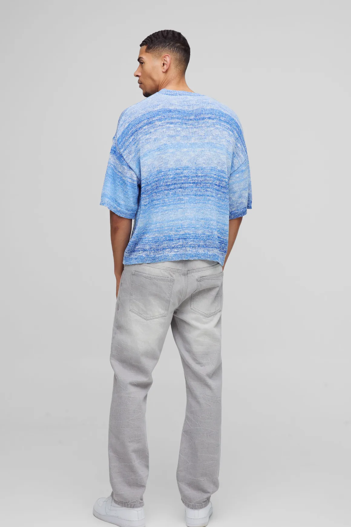 Boxy Knitted Ombre Stripe T-Shirt