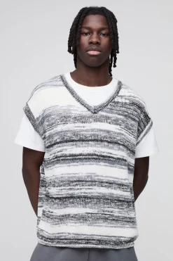 boohooMAN Boxy Ombre Stripe Knitted Tank<Homme Maille|Mailles