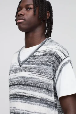 boohooMAN Boxy Ombre Stripe Knitted Tank<Homme Maille|Mailles