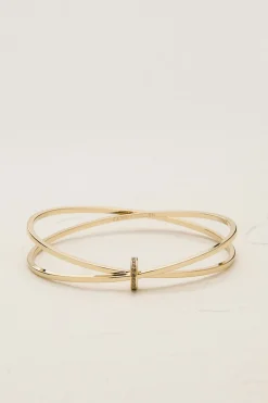 Bracelet chaîne pavé ovale plaqué or 14kt