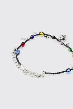 boohooMAN Bracelet Croix Gemme et Tête de Mort avec s Fantaisie<Homme Bijoux Et Montres