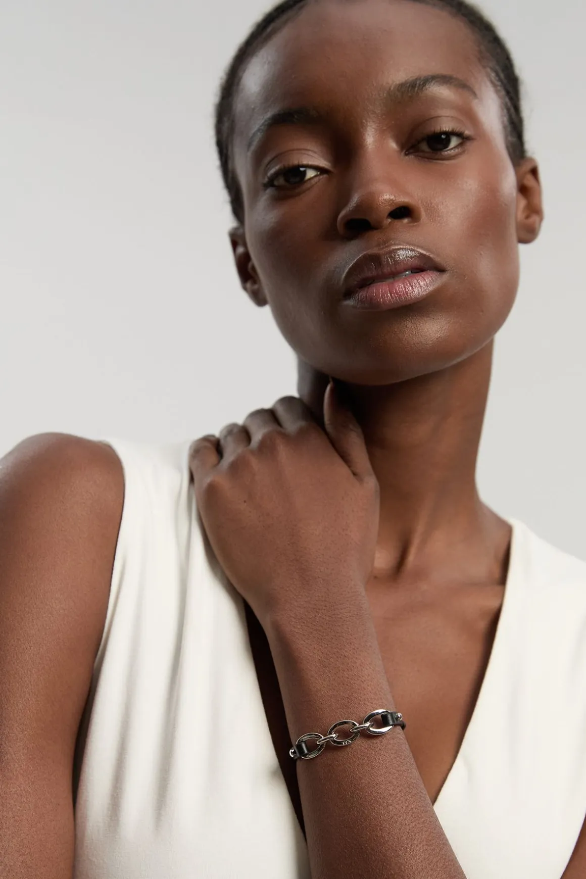 Bracelet En Cuir À Maillons