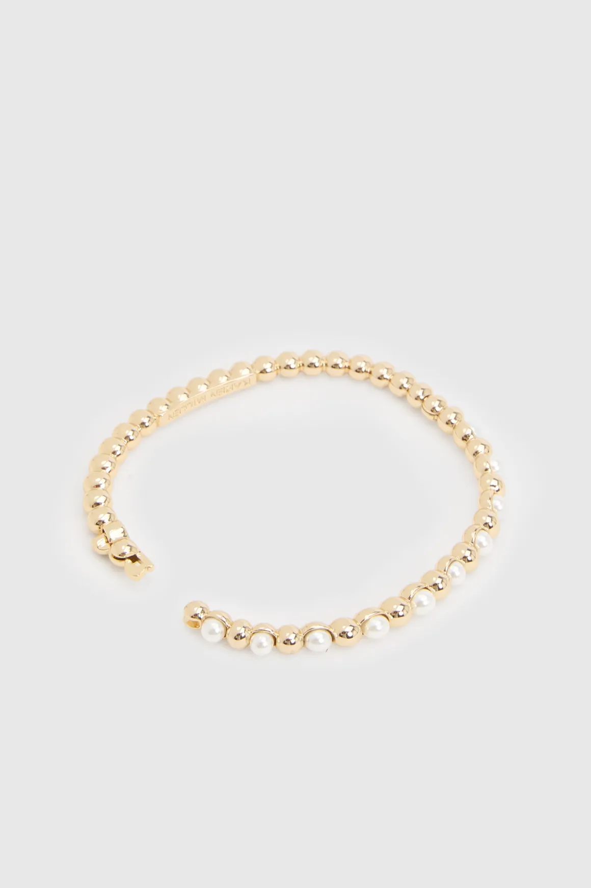 Bracelet Jonc À Charnière Orné De Perles Et Logo