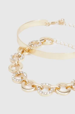 Bracelet manchette à maillons orné & Bracelet