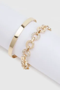 Bracelet manchette à maillons orné & Bracelet