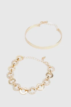 Bracelet manchette à maillons orné & Bracelet