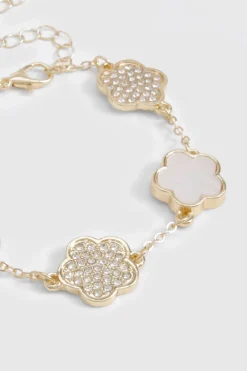Bracelet Orné de Détails Floraux en Émail