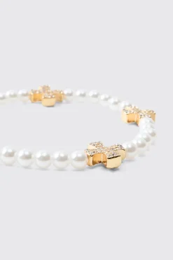 boohooMAN Bracelet perlé avec des breloques en croix givrées<Homme Bijoux Et Montres