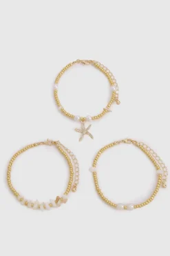 Bracelets Starfish & Pearl 3 pièces